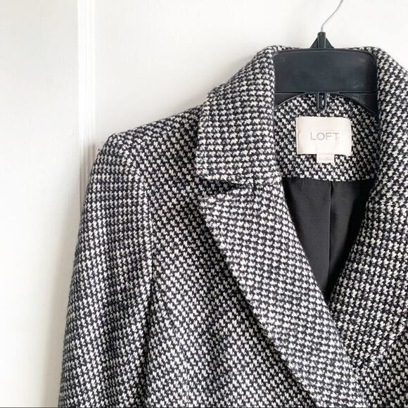 LOFT Cotton Wool Blend Double Breasted Peacoat Winter Pea Coat Buttons XS Black - Picture 4 of 16